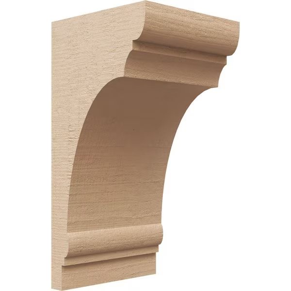 6in. W x 6in. D x 12in. H Series 2 Wide Hughes Rough Cedar Woodgrain TimberThane Corbel, Primed Tan, Ekena Millwork, Mfr#: CORUR06X06X12HUGRCPR